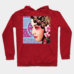 Chinese Opera Star Blue with Blush Pink Traditional Pattern- Hong Kong Retro Hoodie